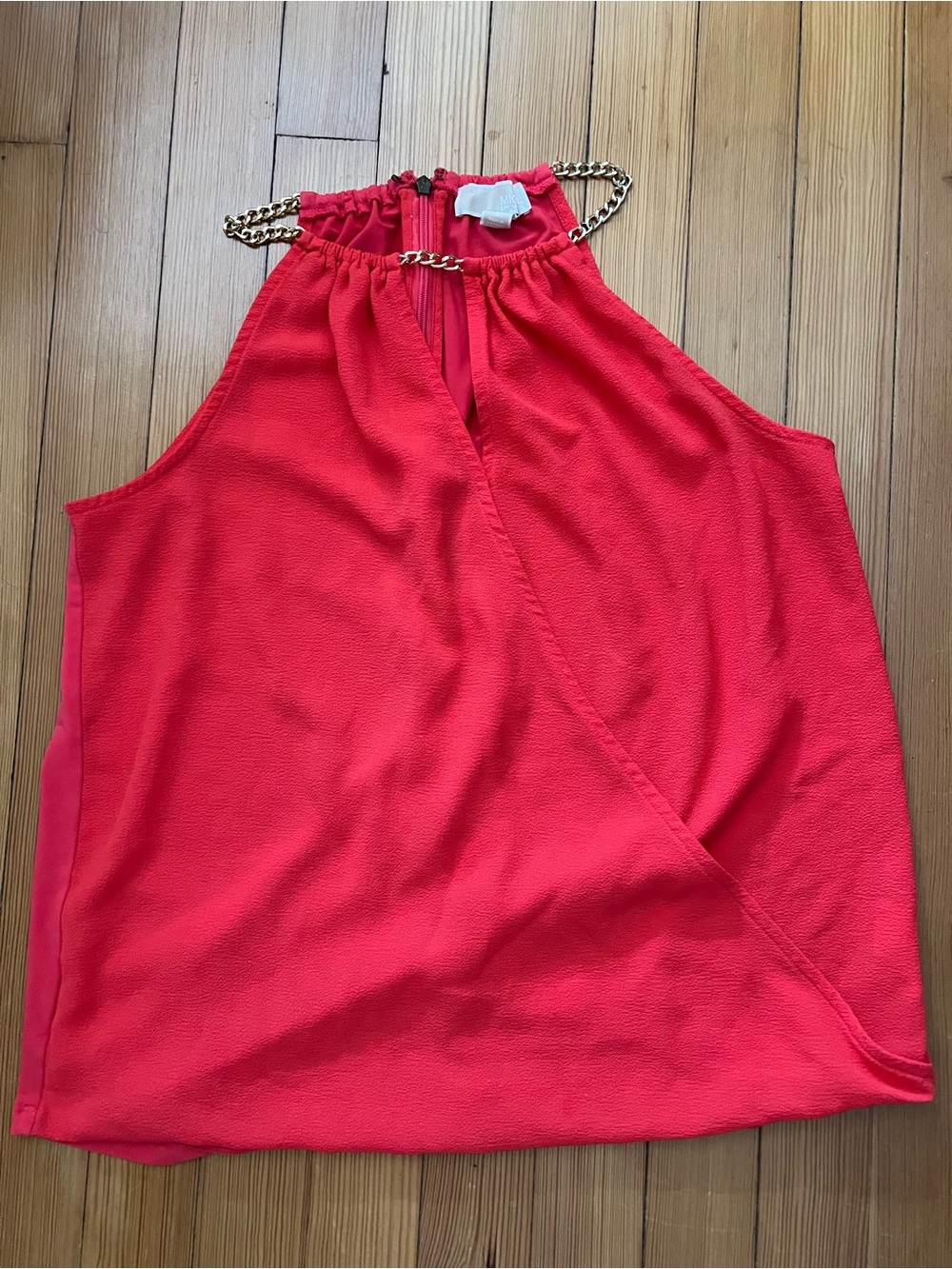 Michael Kors Red Halter Camisole with Gold Chain